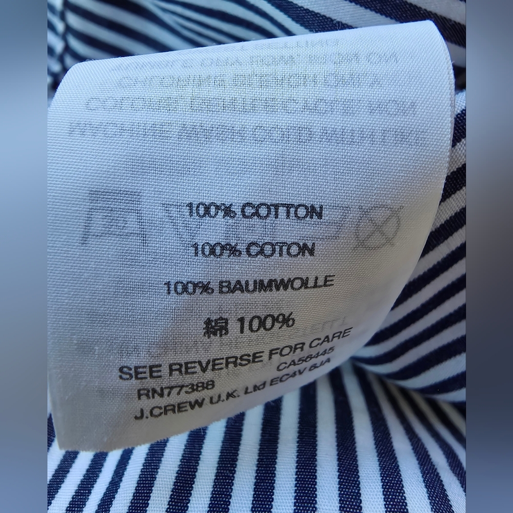 J Crew One Shoulder Ruffle Navy and White Striped Blouse Women's size 2 - Picture 6 of 10